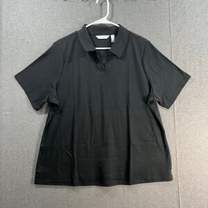 Sport Savvy Motion Short Sleeve Polo Top Black Size X-Large